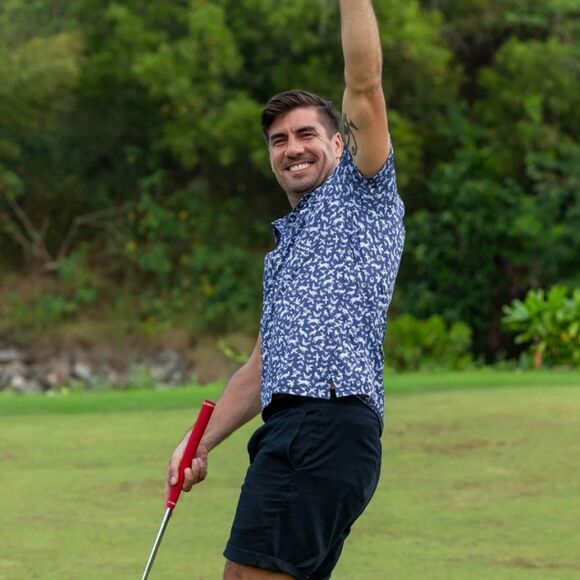 Yiume Island Daydream Hawaiian Island Daydream Print Short Sleeve Polo 2XL NWT - Picture 1 of 6